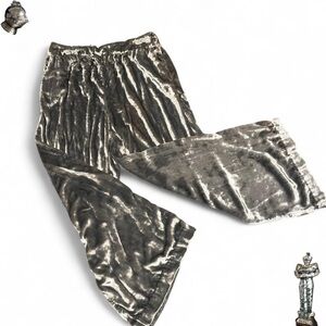 Maeve Anthropologie crushed velvet silver grey wide leg pants
